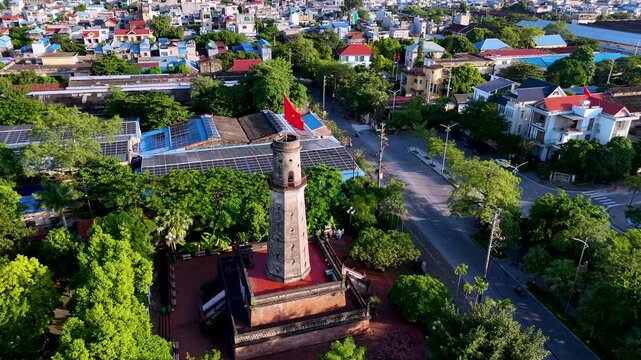 view of flag tower in Nam Dinh city. A flag tower of Nam Dinh is one of the four flag towers erected in the early 19th century in vietnam.
