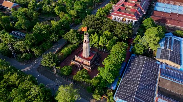 view of flag tower in Nam Dinh city. A flag tower of Nam Dinh is one of the four flag towers erected in the early 19th century in vietnam.