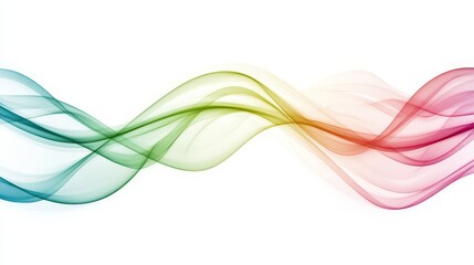  Multicolored smoke wave against white backdrop, lightly reflecting at its base