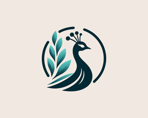 Peacock bird logo design vector illustration