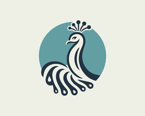 Peacock bird logo design vector illustration