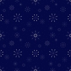 Pattern with snowflake on a blue background 