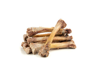 Chicken Leftovers Isolated, Cleanly Gnawed Bones, Gnawed Bare Bones after Dinner, Eaten Clean Lunch