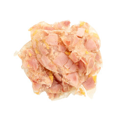 Meat jelly slices, ham aspic isolated, sausage, aspic jelly, winter meat galart, brawn on white