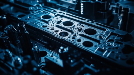 Close-Up Detail of Automotive Parts in High Contrast