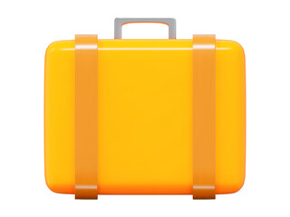 3d yellow suitcase or luggage icon. Suitcase for vacation, holiday, tourism. Stock vector illustration on isolated background.