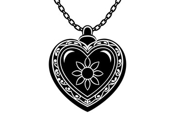 heart shaped locket necklace silhouette icon