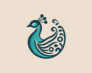Peacock bird logo design vector illustration