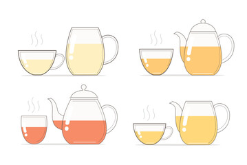 Glass teapot and cup vector illustration