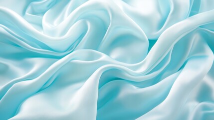 Obraz premium Elegant blue and white silk fabric, a luxurious texture for fashion design flowing
