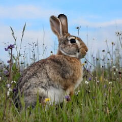 Fototapeta premium a rabbit in a meadow.