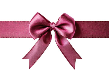 Elegant pink ribbon with a neatly tied bow, against a transparent background, perfect for gift wrapping, decoration, or design elements.