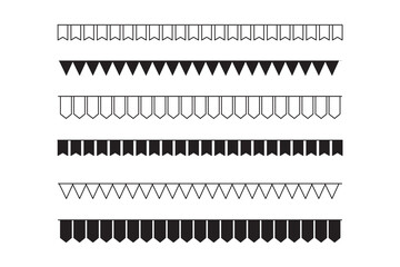 Carnival garland festival hanging bunting flags isolated on transparent background. Festival decoration element. Vector illustration.