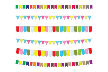 Fototapeta premium Carnival garland festival hanging bunting flags isolated on transparent background. Festival decoration element. Vector illustration.