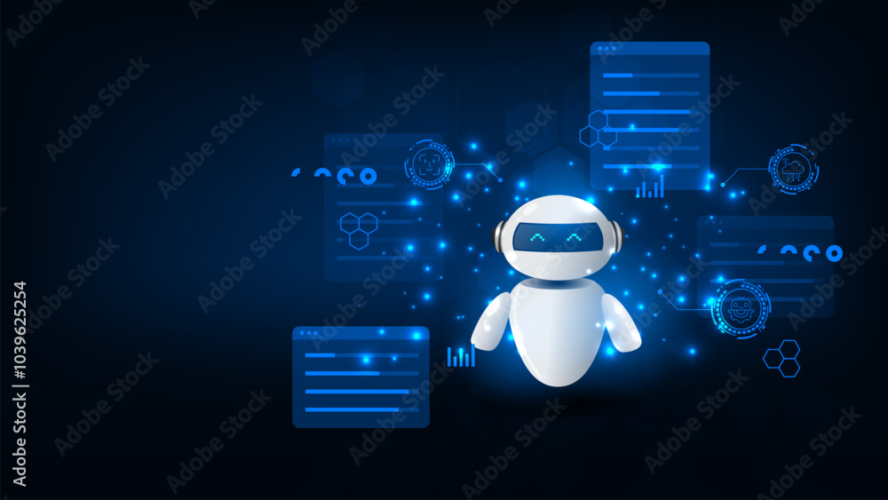 Wall mural chatbot assistant. artificial intelligence help service for business data.