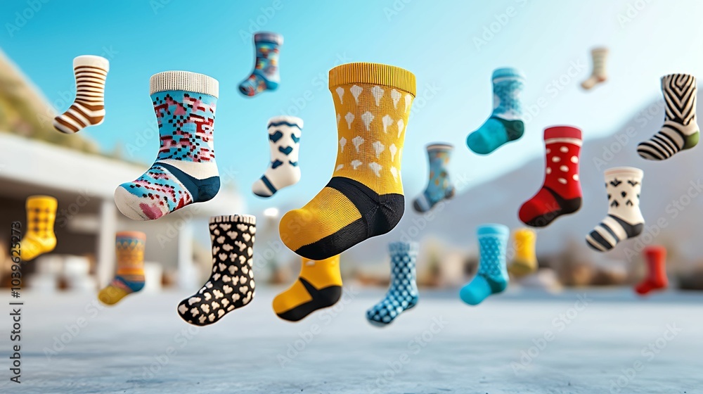 Aufkleber national sock day colorful and fun floating socks in a bright environment a playful display of uniqu