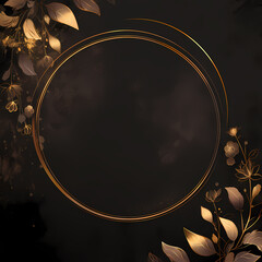 Elegant gold frame on a black background with delicate floral details on the side. Perfect for invitations, announcements, or adding a touch of luxury to your designs.