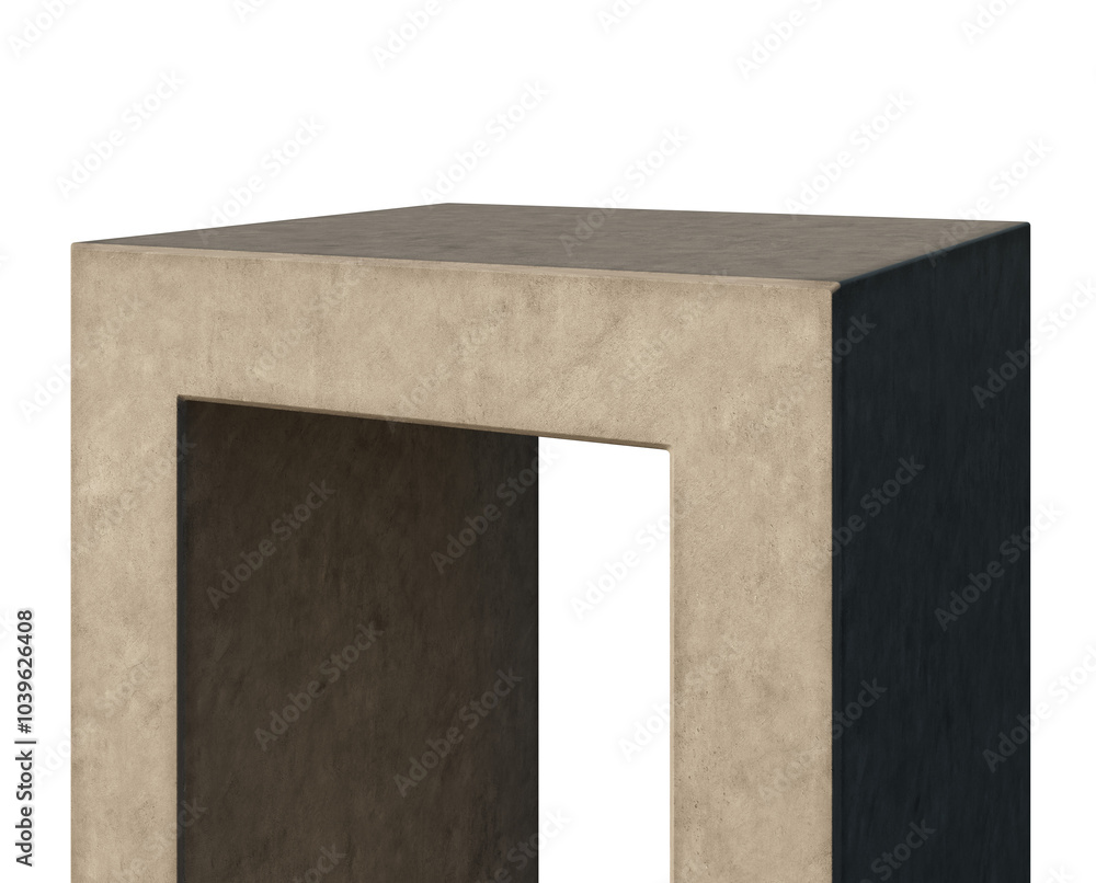 Poster a minimalist concrete podium block with a rectangular shape, isolated on a white background. modern 