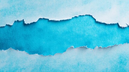 Obraz premium Torn paper edge on vibrant blue background, texture and space for creative design