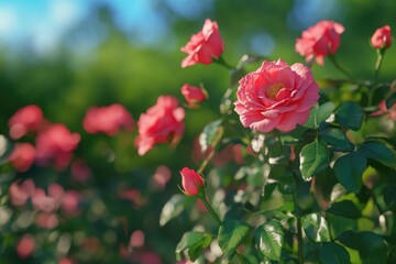 Obraz premium Flowers roses flowering in roses garden.