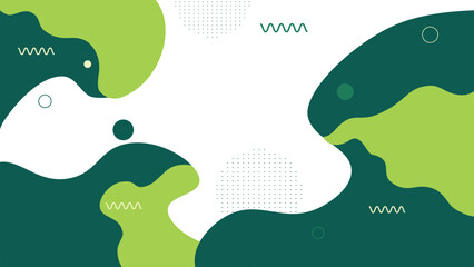 Abstract Green Fluid Shape with Minimalist Geometric Accents.