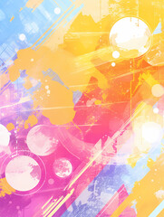 Abstract digital art featuring vibrant colors and geometric shapes. A dynamic and energetic design with a mix of soft and bold elements.