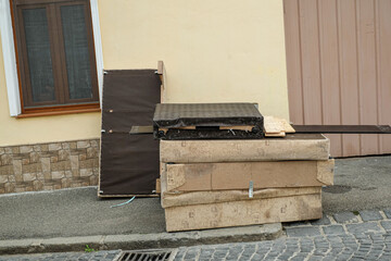 Household miscellaneous rubbish items put on the street for council bulk waste collection