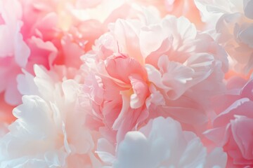 Obraz premium Soft focus macro peony petals pink and white floral background.