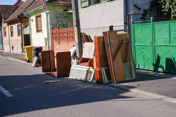 Household miscellaneous rubbish items put on the street for council bulk waste collection