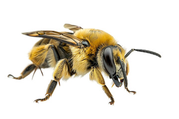 Detailed shot of a mining bee isolated on transparent background