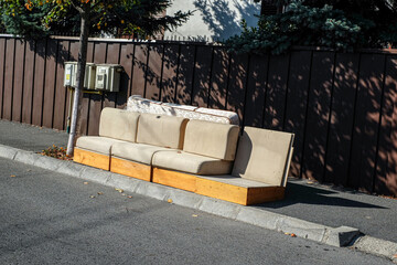 Household miscellaneous rubbish items put on the street for council bulk waste collection