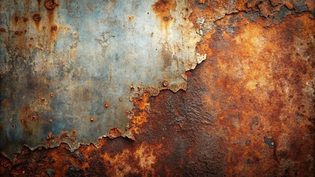 Distressed overlay texture of rusted peeled metal grunge background