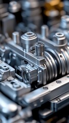 Naklejka premium Modern automation: Interlocking gears driving seamless efficiency in innovative machinery.