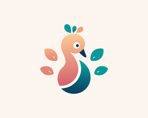 Colorful Peacock bird logo icon design vector illustration
