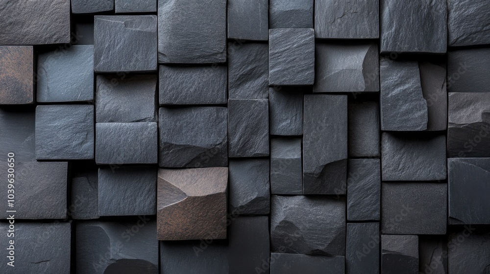 Poster textured slate wall with unique grid pattern