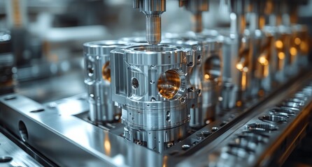 A close-up of an auto parts machine on the factory floor