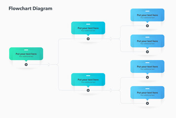 Simple modern template for flowchart diagram. Flat infographic design with thin lines for website or data presentation.