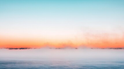 Misty Sunrise Over Frozen Lake.