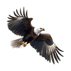 Fototapeta premium 3D cartoon vector realistic illustration of an eagle flying, on a white background.