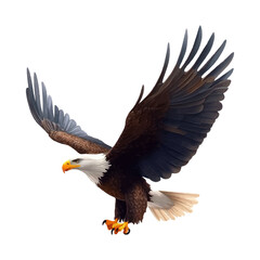 Obraz premium 3D cartoon vector realistic illustration of an eagle flying, on a white background.