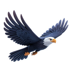 Fototapeta premium 3D cartoon vector realistic illustration of an eagle flying, on a white background.