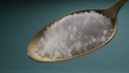 Close-up of Salt in a Spoon