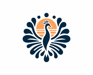 Colorful Peacock bird logo icon design vector illustration
