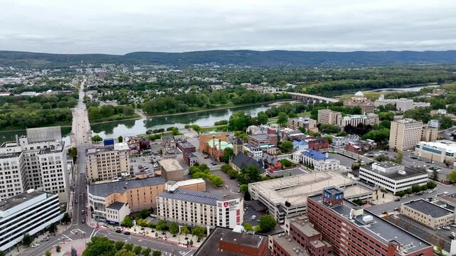 aerial pullout over Wilkes Barre Pennsylvania