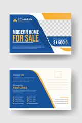 Home buy and sale postcard creative style professional house sale business postcard or EDDM template design. creative, modern, professional, real estate postcard design template
