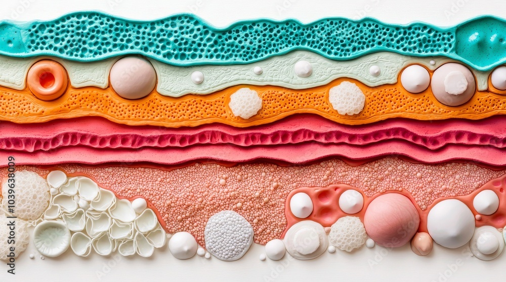 Poster abstract colorful clay art with geometric patterns.