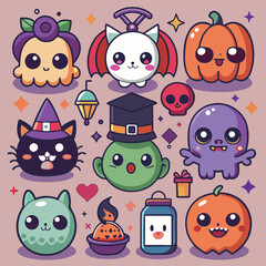 Halloween Cute Cartoon Characters Collection