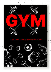 Workout fitness grungy style sketch art poster