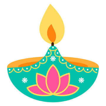 Colorful diya indean lighter for diwali festival illustration