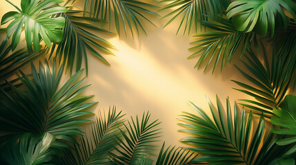 Obraz premium A large green leafy plant with a yellow background